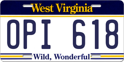 WV license plate OPI618