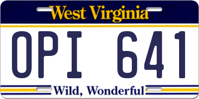 WV license plate OPI641