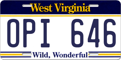 WV license plate OPI646