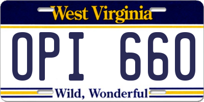 WV license plate OPI660
