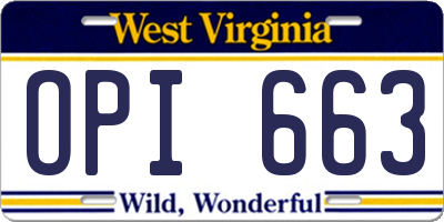 WV license plate OPI663