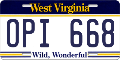 WV license plate OPI668