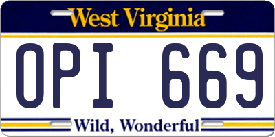 WV license plate OPI669