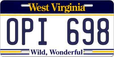 WV license plate OPI698