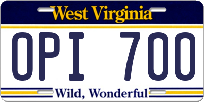 WV license plate OPI700