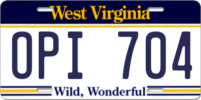 WV license plate OPI704