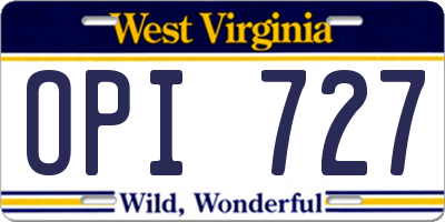 WV license plate OPI727