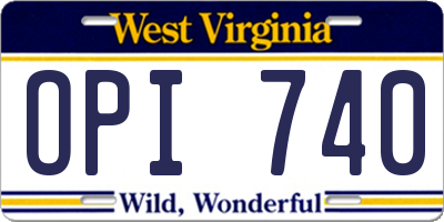 WV license plate OPI740