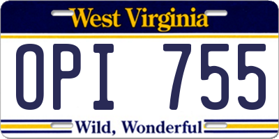 WV license plate OPI755