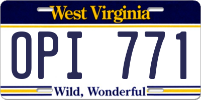 WV license plate OPI771
