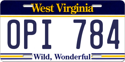 WV license plate OPI784