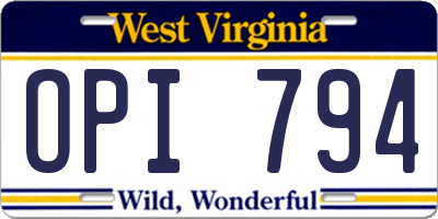 WV license plate OPI794