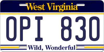 WV license plate OPI830