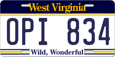 WV license plate OPI834