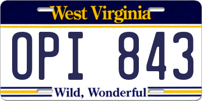 WV license plate OPI843