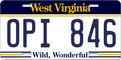 WV license plate OPI846
