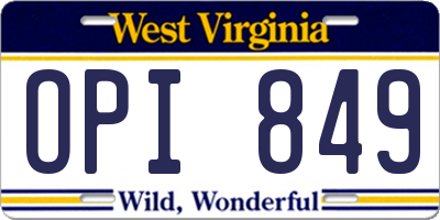 WV license plate OPI849