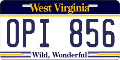 WV license plate OPI856