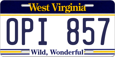 WV license plate OPI857
