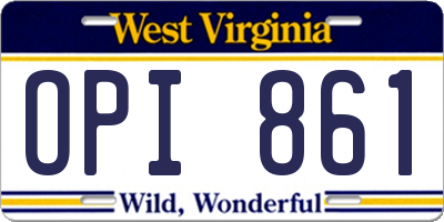 WV license plate OPI861