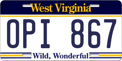 WV license plate OPI867
