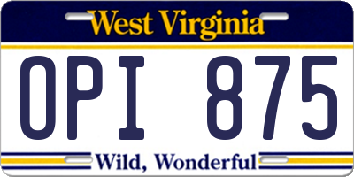 WV license plate OPI875