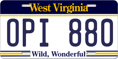 WV license plate OPI880