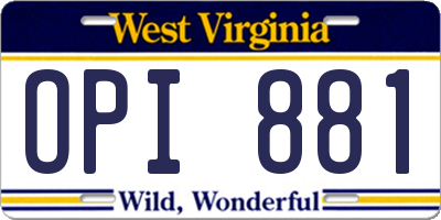 WV license plate OPI881