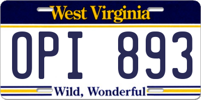 WV license plate OPI893