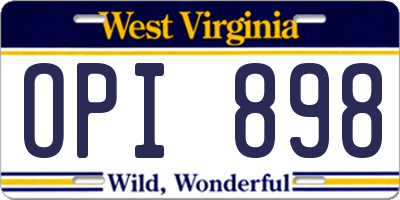WV license plate OPI898