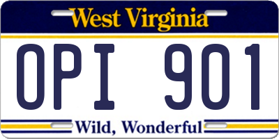 WV license plate OPI901