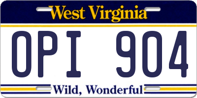 WV license plate OPI904