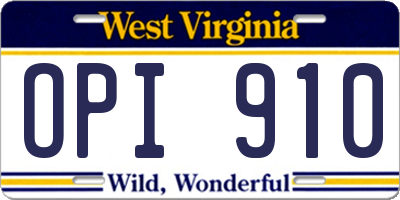 WV license plate OPI910