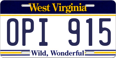 WV license plate OPI915