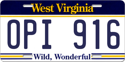 WV license plate OPI916