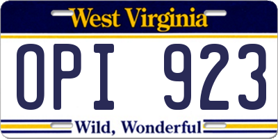 WV license plate OPI923