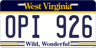 WV license plate OPI926