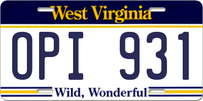 WV license plate OPI931