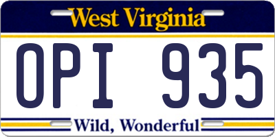 WV license plate OPI935
