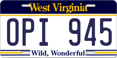 WV license plate OPI945