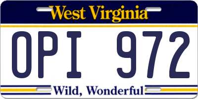 WV license plate OPI972