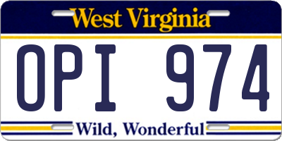 WV license plate OPI974