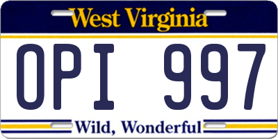 WV license plate OPI997