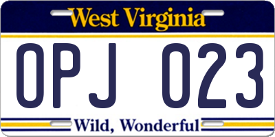 WV license plate OPJ023