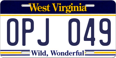 WV license plate OPJ049