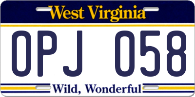 WV license plate OPJ058