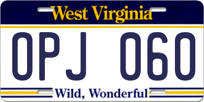 WV license plate OPJ060