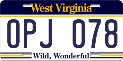 WV license plate OPJ078