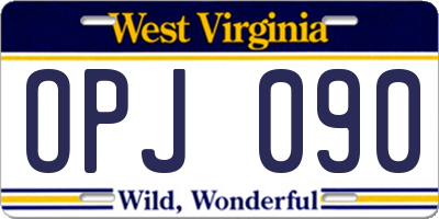 WV license plate OPJ090