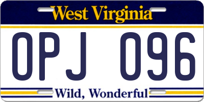 WV license plate OPJ096